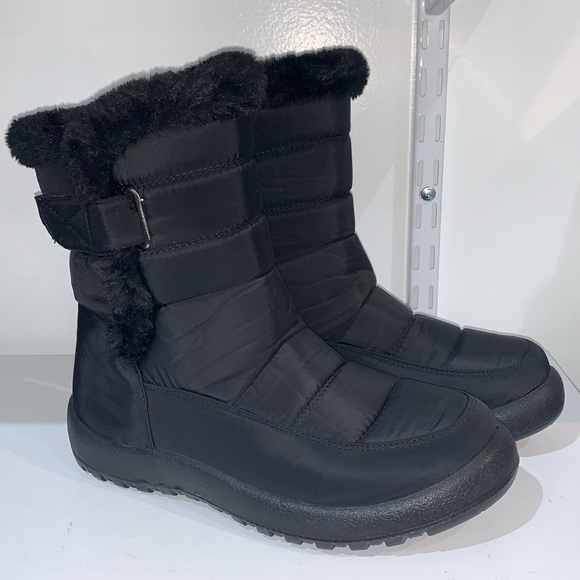 MID CALF FUR LINED BLACK BOOTS - Picture 3 of 10